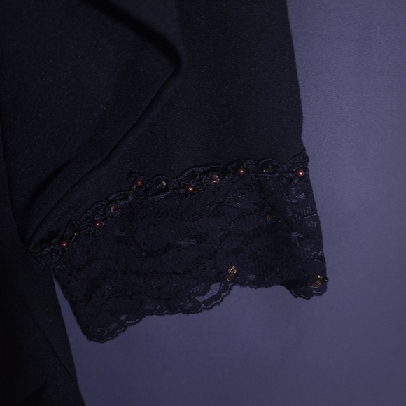 Lacy After Noon Open Front Cardigan Size Large WhimsiGoth Vintage 80s beaded - Picture 5 of 7